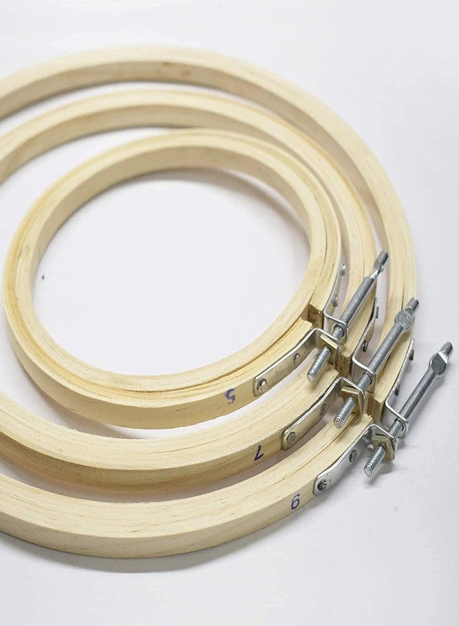 LEEHELTON® Wooden Hoop Ring 3 Piece in 5,6, and 7 inch Embroidery Wooden Hand Sewing Frame - Image 1